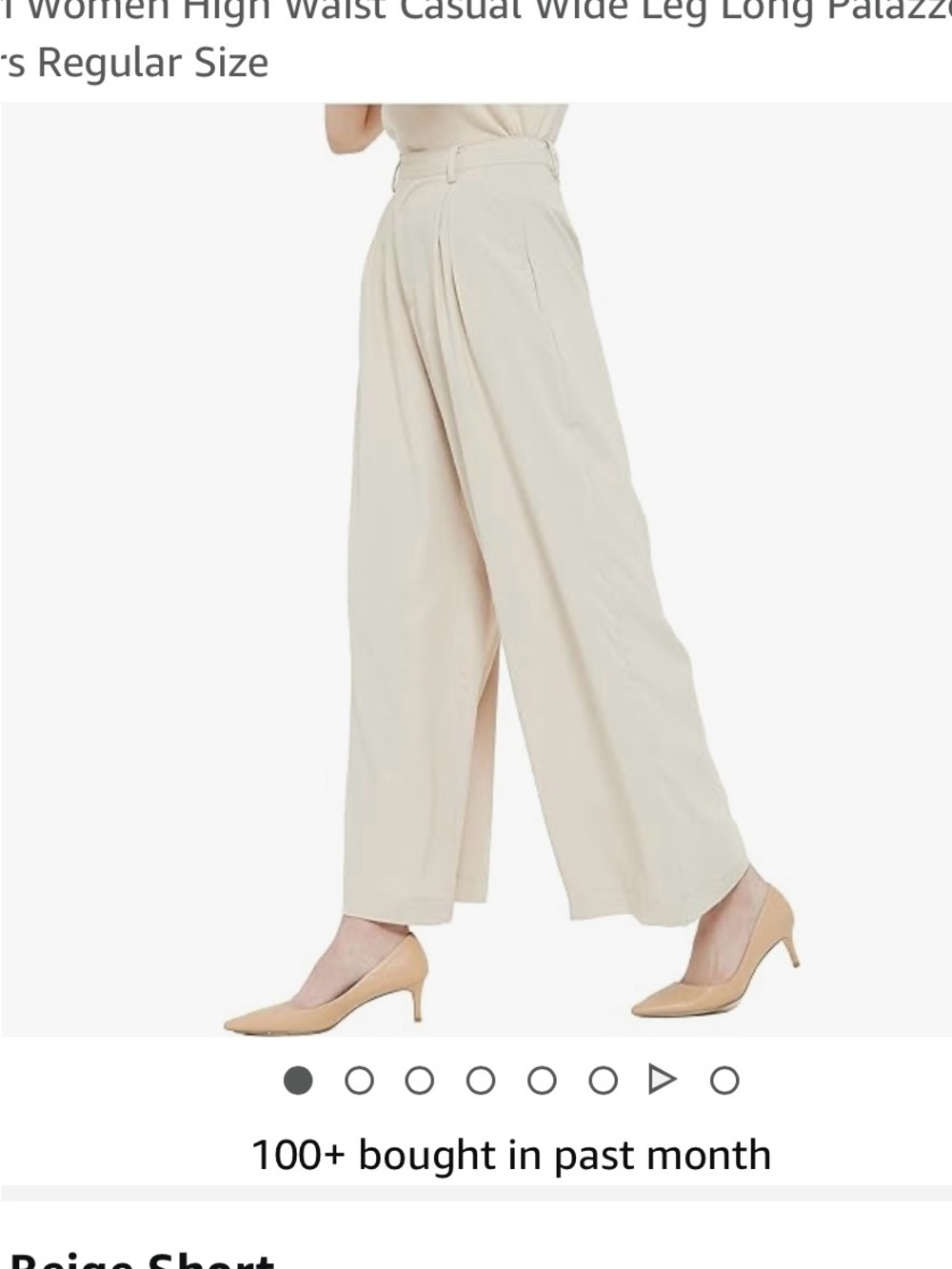 High-Waist Wide Leg Palazzo Pants in Beige XS